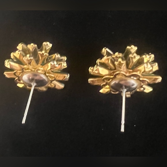 Vintage 1992 PARISIAN Emerald Green Gem Sparkling Flower Stud Earrings EUC - Picture 14 of 16